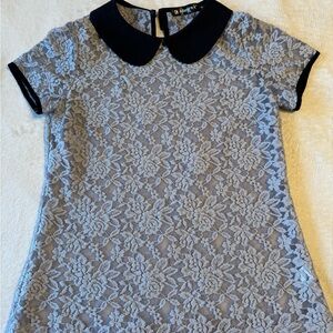 Allegra K Black and Gray Lace Top